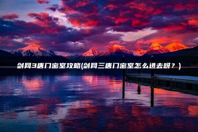 剑网3唐门密室攻略(剑网三唐门密室怎么进去呀？)